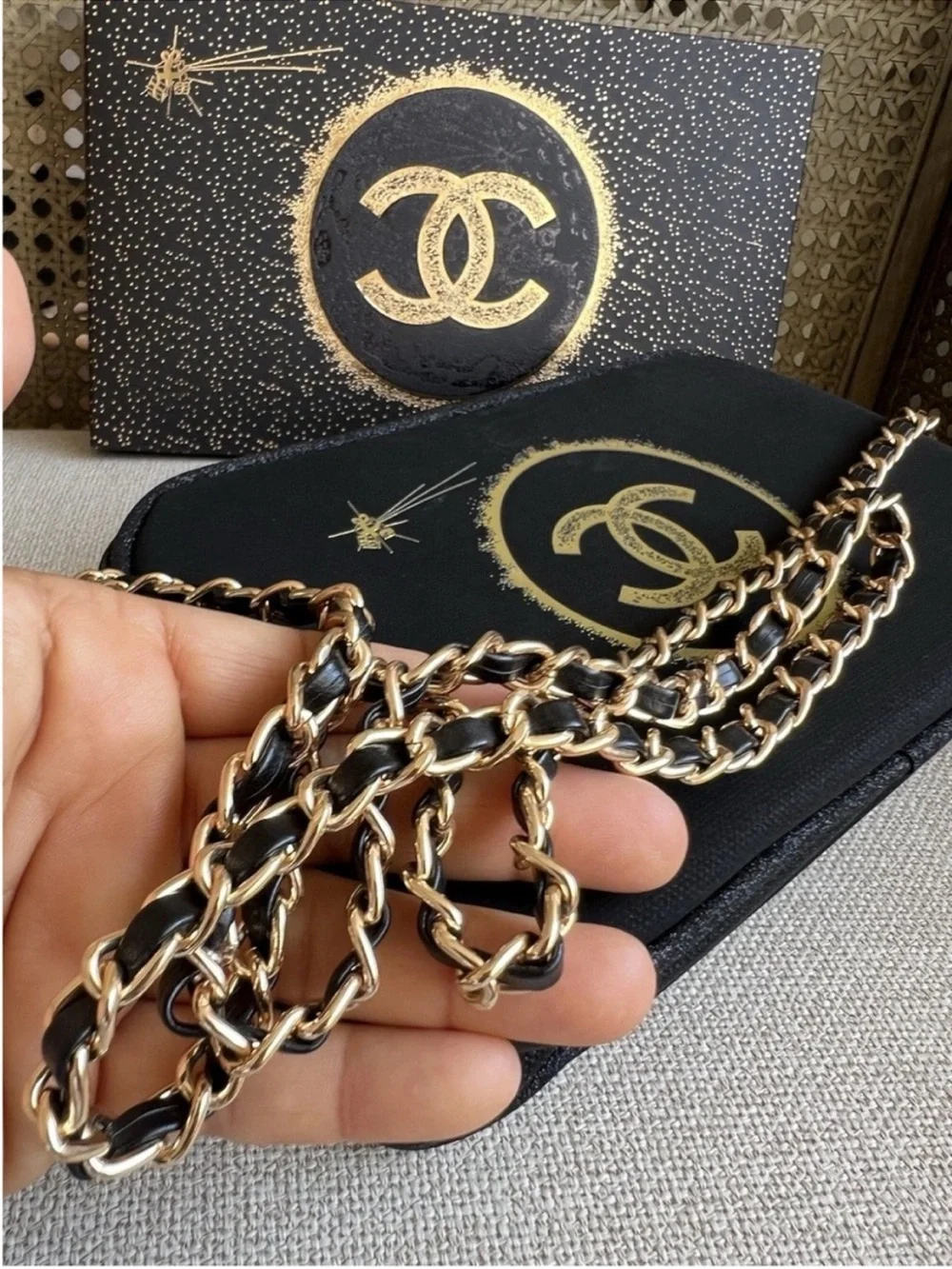 Chanel Black Cosmetic Pouch with Gold Logo VIP GWP